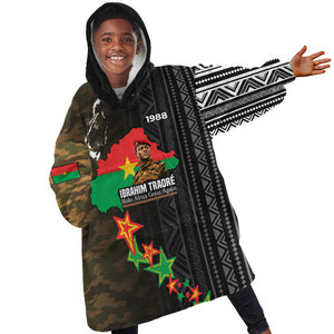 Ibrahim Traore Burkina Faso Make Africa Great Again Kid Wearable Blanket Hoodie West African Patriotic Military Tribal Patterns