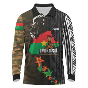 Ibrahim Traore Burkina Faso Make Africa Great Again Long Sleeve Polo Shirt West African Patriotic Military Tribal Patterns