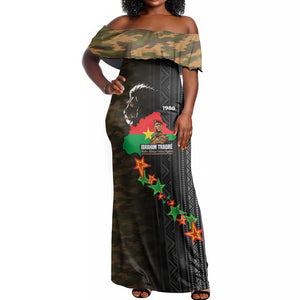 Ibrahim Traore Burkina Faso Make Africa Great Again Off Shoulder Maxi Dress West African Patriotic Military Tribal Patterns