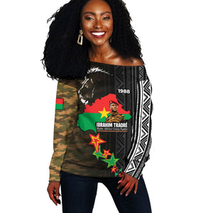 Ibrahim Traore Burkina Faso Make Africa Great Again Off Shoulder Sweater West African Patriotic Military Tribal Patterns