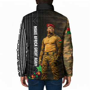 Ibrahim Traore Burkina Faso Make Africa Great Again Padded Jacket West African Patriotic Military Tribal Patterns