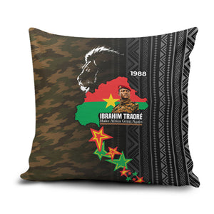 Ibrahim Traore Burkina Faso Make Africa Great Again Pillow Cover West African Patriotic Military Tribal Patterns