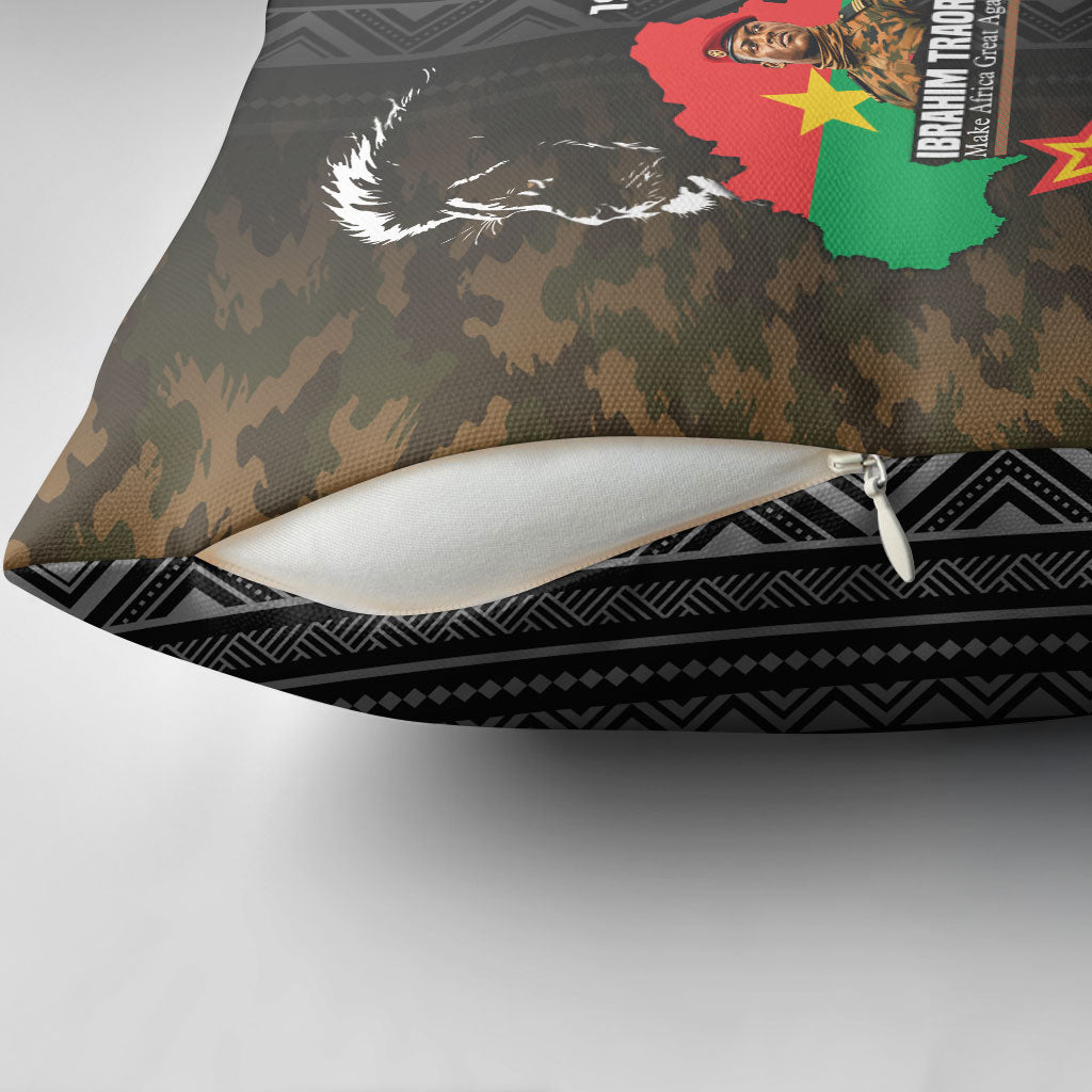 Ibrahim Traore Burkina Faso Make Africa Great Again Pillow Cover West African Patriotic Military Tribal Patterns