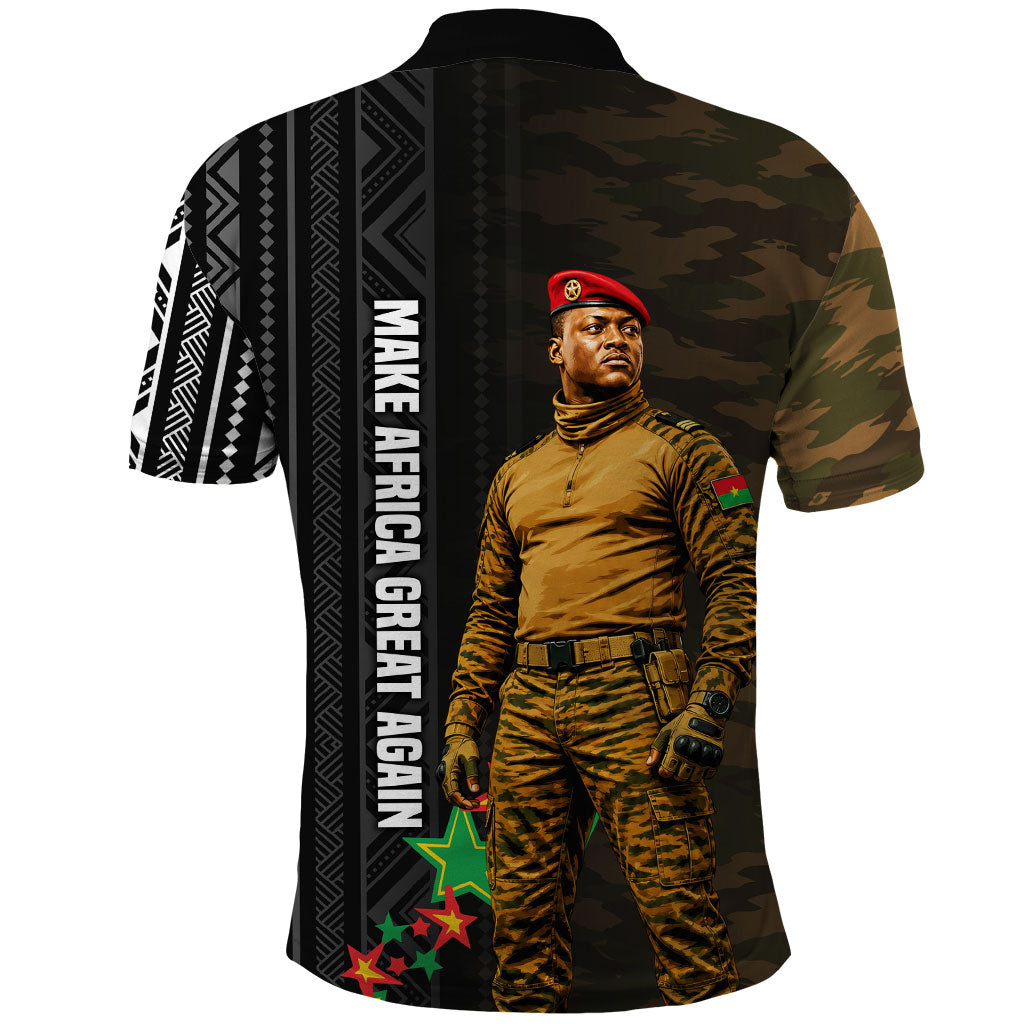 Ibrahim Traore Burkina Faso Make Africa Great Again Polo Shirt West African Patriotic Military Tribal Patterns