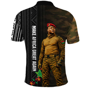 Ibrahim Traore Burkina Faso Make Africa Great Again Polo Shirt West African Patriotic Military Tribal Patterns