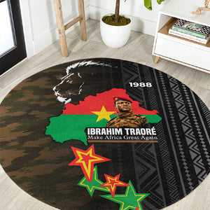 Ibrahim Traore Burkina Faso Make Africa Great Again Round Carpet West African Patriotic Military Tribal Patterns