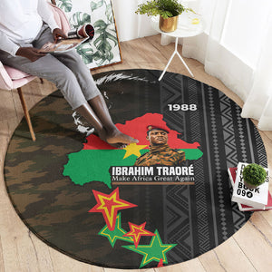 Ibrahim Traore Burkina Faso Make Africa Great Again Round Carpet West African Patriotic Military Tribal Patterns