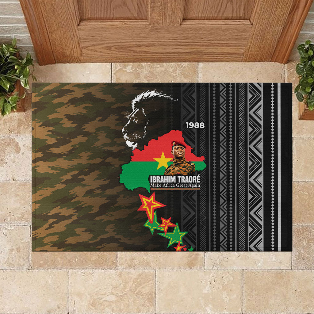Ibrahim Traore Burkina Faso Make Africa Great Again Rubber Doormat West African Patriotic Military Tribal Patterns