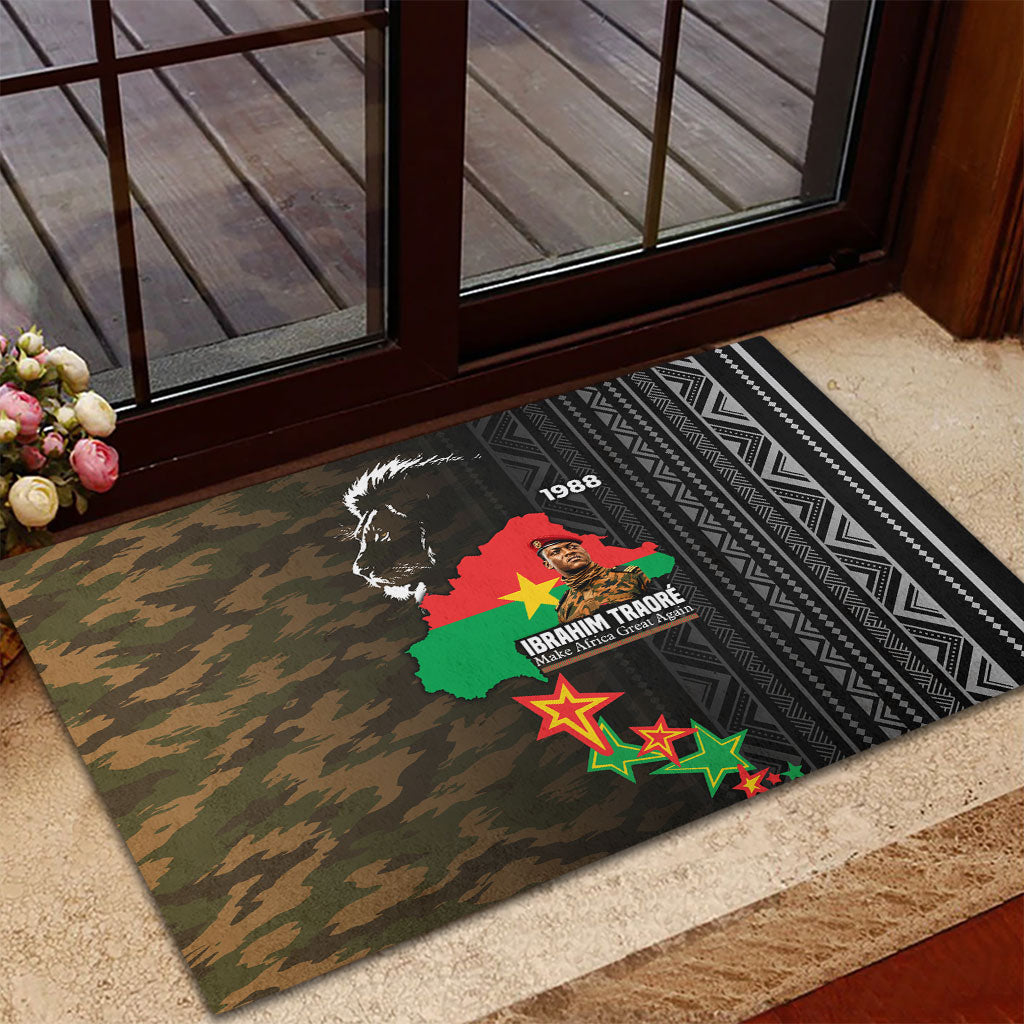 Ibrahim Traore Burkina Faso Make Africa Great Again Rubber Doormat West African Patriotic Military Tribal Patterns