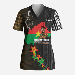Ibrahim Traore Burkina Faso Make Africa Great Again Scrub Top West African Patriotic Military Tribal Patterns