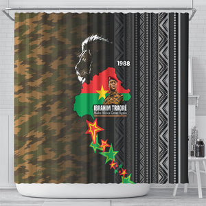 Ibrahim Traore Burkina Faso Make Africa Great Again Shower Curtain West African Patriotic Military Tribal Patterns