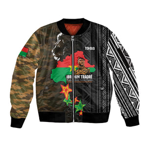 Ibrahim Traore Burkina Faso Make Africa Great Again Sleeve Zip Bomber Jacket West African Patriotic Military Tribal Patterns