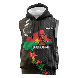 Ibrahim Traore Burkina Faso Make Africa Great Again Sleeveless Hoodie West African Patriotic Military Tribal Patterns