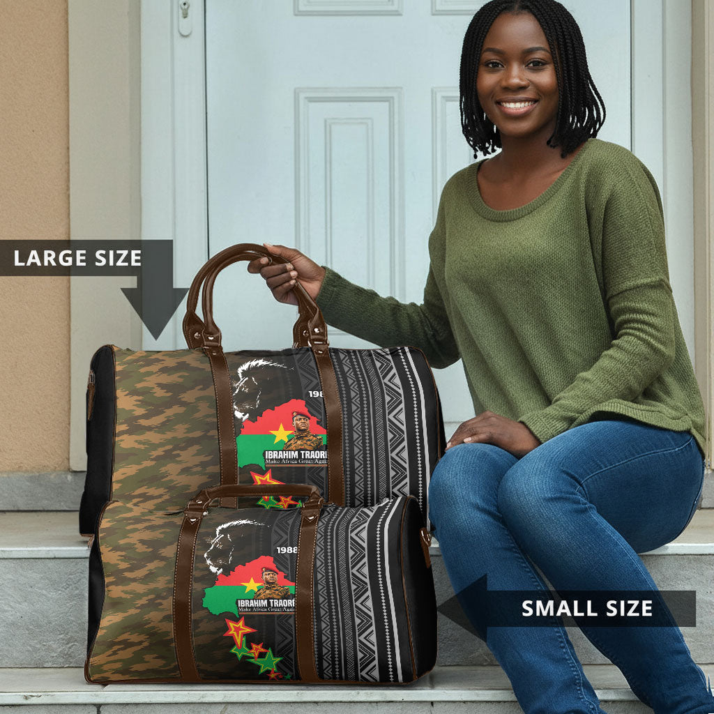 Ibrahim Traore Burkina Faso Make Africa Great Again Travel Bag West African Patriotic Military Tribal Patterns