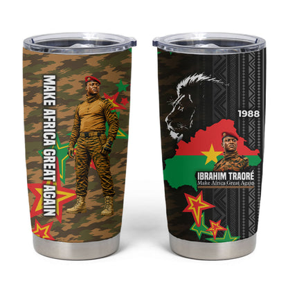 Ibrahim Traore Burkina Faso Make Africa Great Again Tumbler Cup West African Patriotic Military Tribal Patterns