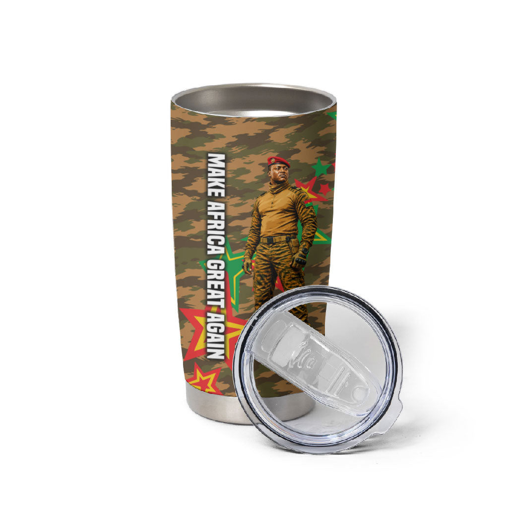 Ibrahim Traore Burkina Faso Make Africa Great Again Tumbler Cup West African Patriotic Military Tribal Patterns