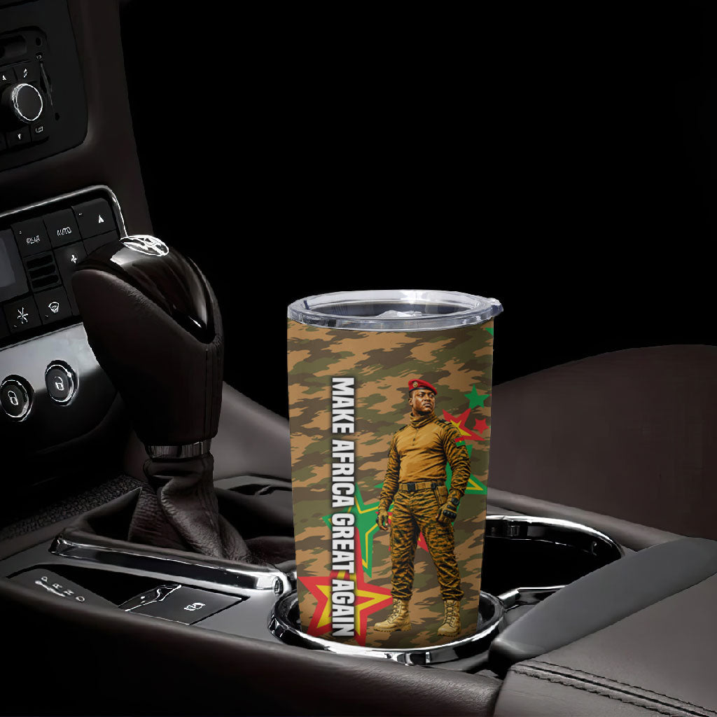 Ibrahim Traore Burkina Faso Make Africa Great Again Tumbler Cup West African Patriotic Military Tribal Patterns