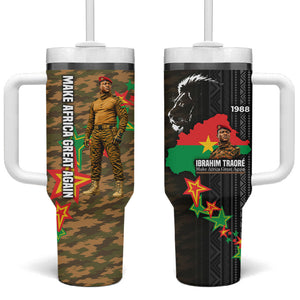 Ibrahim Traore Burkina Faso Make Africa Great Again Tumbler With Handle West African Patriotic Military Tribal Patterns