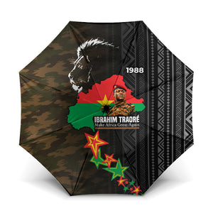 Ibrahim Traore Burkina Faso Make Africa Great Again Umbrella West African Patriotic Military Tribal Patterns