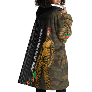 Ibrahim Traore Burkina Faso Make Africa Great Again Wearable Blanket Hoodie West African Patriotic Military Tribal Patterns