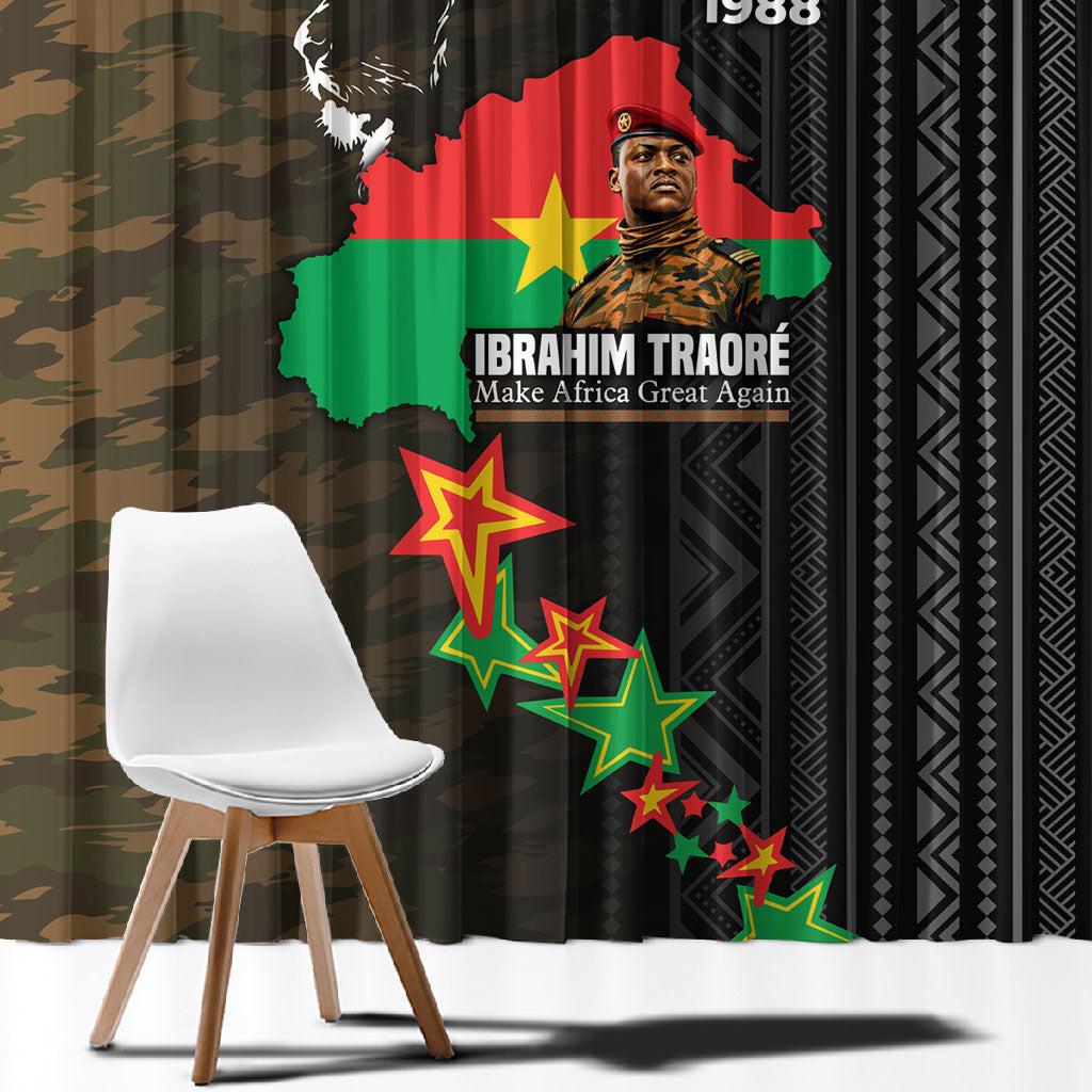 Ibrahim Traore Burkina Faso Make Africa Great Again Window Curtain West African Patriotic Military Tribal Patterns
