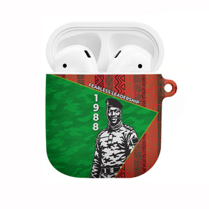 Ibrahim Traore Burkina Faso Fearless Leadership AirPods Case West African Tribal Pattern And Patriotic Camo Art
