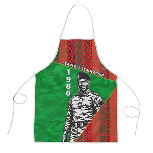 Ibrahim Traore Burkina Faso Fearless Leadership Apron West African Tribal Pattern And Patriotic Camo Art