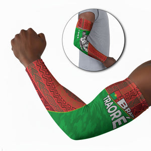 Ibrahim Traore Burkina Faso Fearless Leadership Arm Sleeves West African Tribal Pattern And Patriotic Camo Art