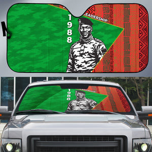 Ibrahim Traore Burkina Faso Fearless Leadership Auto Sun Shade West African Tribal Pattern And Patriotic Camo Art