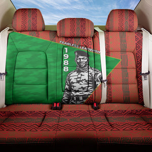 Ibrahim Traore Burkina Faso Fearless Leadership Back Car Seat Cover West African Tribal Pattern And Patriotic Camo Art