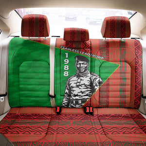 Ibrahim Traore Burkina Faso Fearless Leadership Back Car Seat Cover West African Tribal Pattern And Patriotic Camo Art