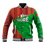 Ibrahim Traore Burkina Faso Fearless Leadership Baseball Jacket West African Tribal Pattern And Patriotic Camo Art