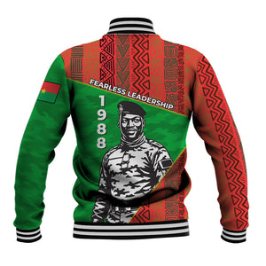 Ibrahim Traore Burkina Faso Fearless Leadership Baseball Jacket West African Tribal Pattern And Patriotic Camo Art