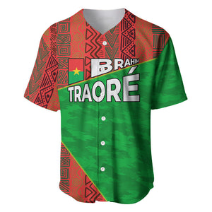 Ibrahim Traore Burkina Faso Fearless Leadership Baseball Jersey West African Tribal Pattern And Patriotic Camo Art