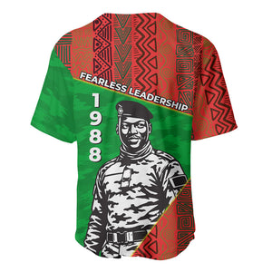Ibrahim Traore Burkina Faso Fearless Leadership Baseball Jersey West African Tribal Pattern And Patriotic Camo Art