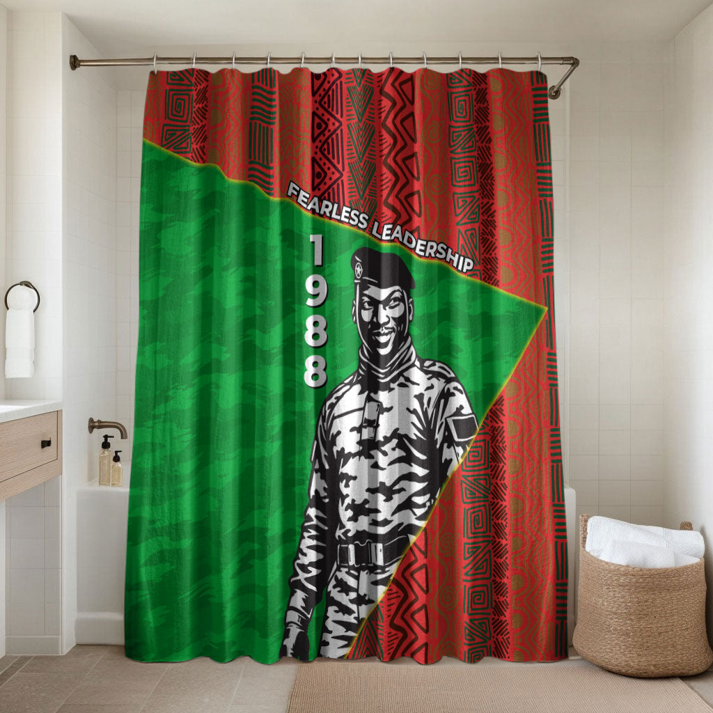 Ibrahim Traore Burkina Faso Fearless Leadership Bathroom Set West African Tribal Pattern And Patriotic Camo Art