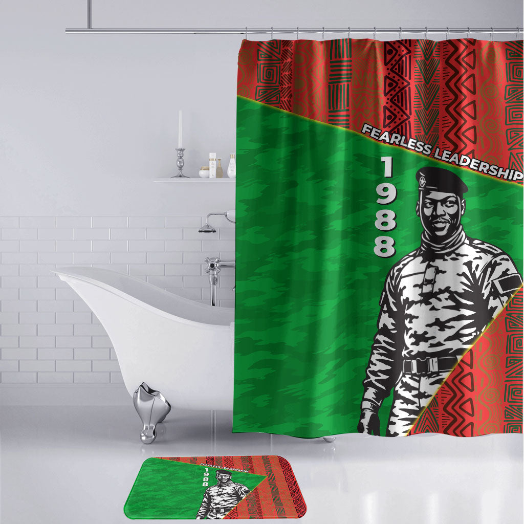 Ibrahim Traore Burkina Faso Fearless Leadership Bathroom Set West African Tribal Pattern And Patriotic Camo Art