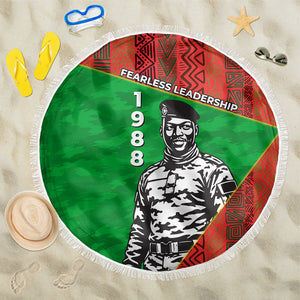 Ibrahim Traore Burkina Faso Fearless Leadership Beach Blanket West African Tribal Pattern And Patriotic Camo Art