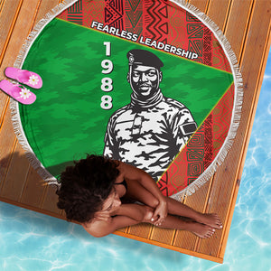 Ibrahim Traore Burkina Faso Fearless Leadership Beach Blanket West African Tribal Pattern And Patriotic Camo Art