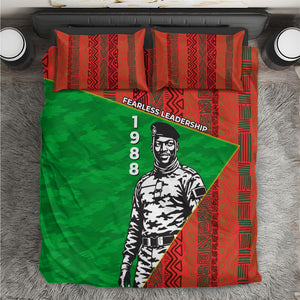 Ibrahim Traore Burkina Faso Fearless Leadership Bedding Set West African Tribal Pattern And Patriotic Camo Art