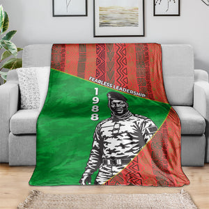 Ibrahim Traore Burkina Faso Fearless Leadership Blanket West African Tribal Pattern And Patriotic Camo Art