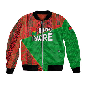 Ibrahim Traore Burkina Faso Fearless Leadership Bomber Jacket West African Tribal Pattern And Patriotic Camo Art