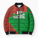 Ibrahim Traore Burkina Faso Fearless Leadership Bomber Puffer Jacket West African Tribal Pattern And Patriotic Camo Art