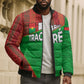 Ibrahim Traore Burkina Faso Fearless Leadership Bomber Puffer Jacket West African Tribal Pattern And Patriotic Camo Art