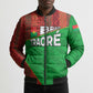 Ibrahim Traore Burkina Faso Fearless Leadership Bomber Puffer Jacket West African Tribal Pattern And Patriotic Camo Art