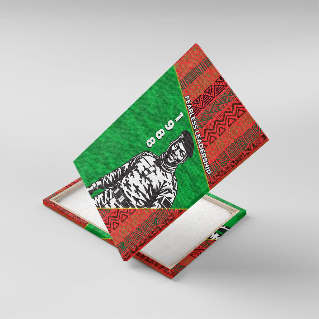 Ibrahim Traore Burkina Faso Fearless Leadership Canvas Wall Art West African Tribal Pattern And Patriotic Camo Art