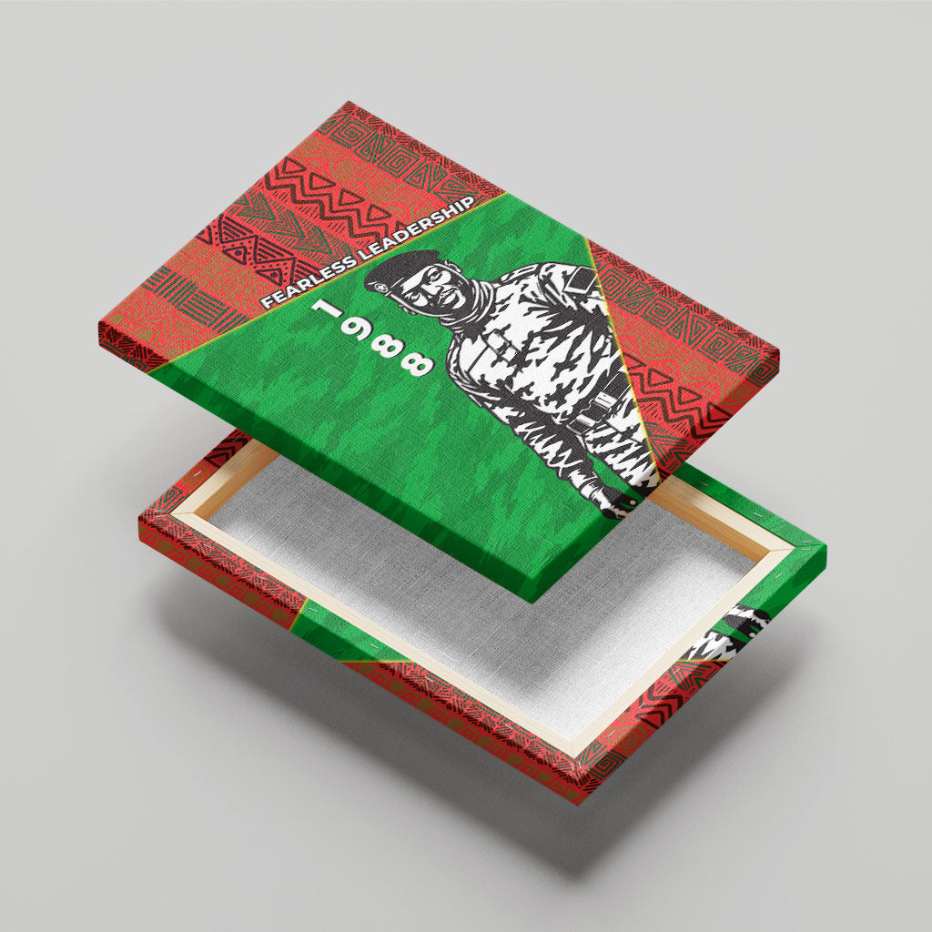 Ibrahim Traore Burkina Faso Fearless Leadership Canvas Wall Art West African Tribal Pattern And Patriotic Camo Art