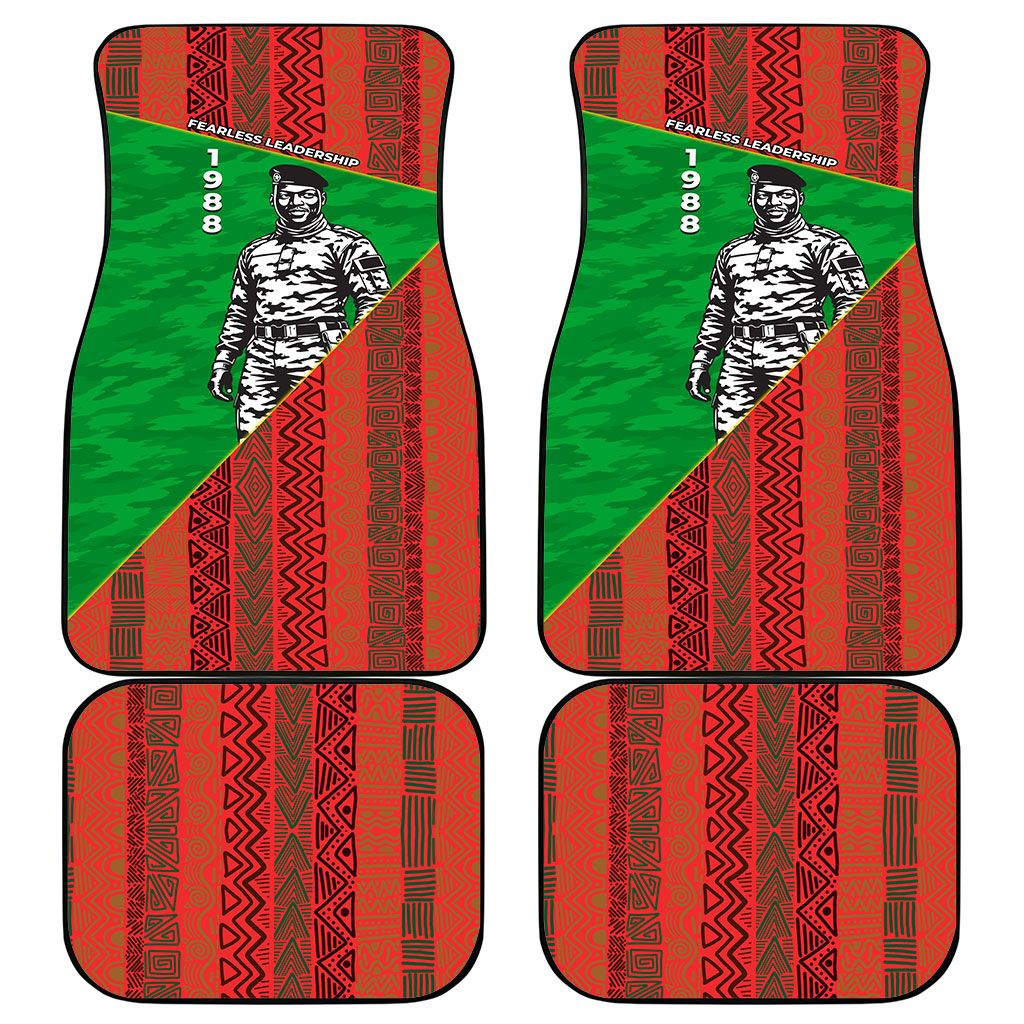 Ibrahim Traore Burkina Faso Fearless Leadership Car Mats West African Tribal Pattern And Patriotic Camo Art