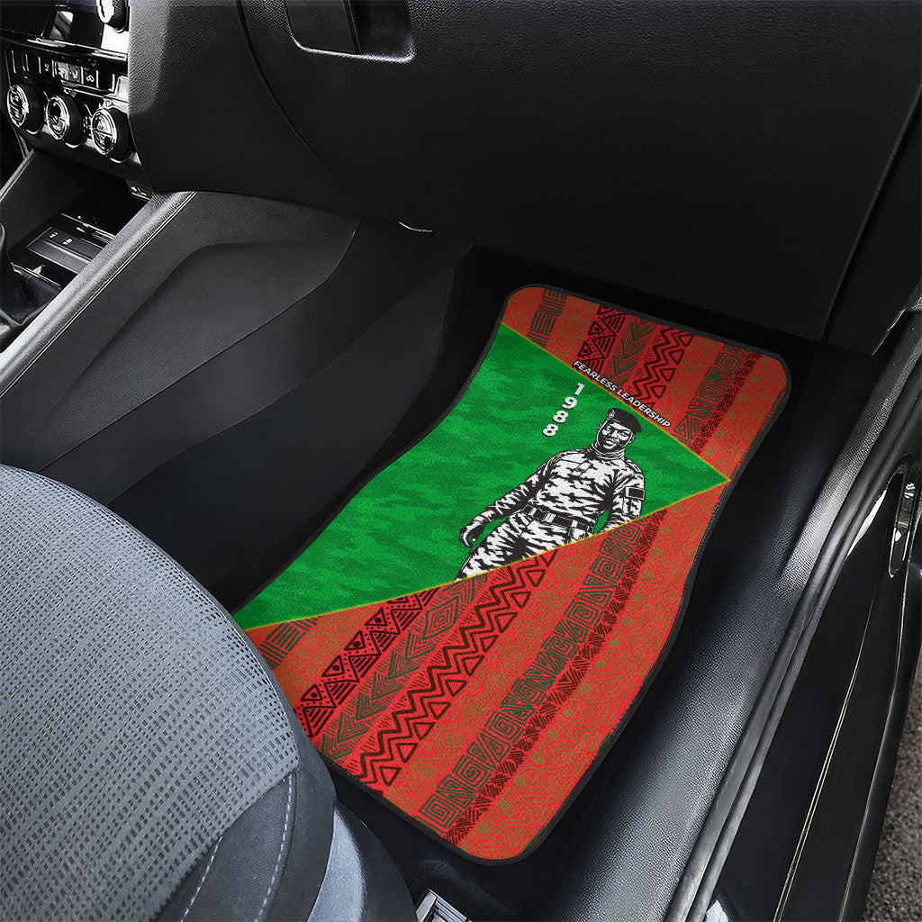 Ibrahim Traore Burkina Faso Fearless Leadership Car Mats West African Tribal Pattern And Patriotic Camo Art