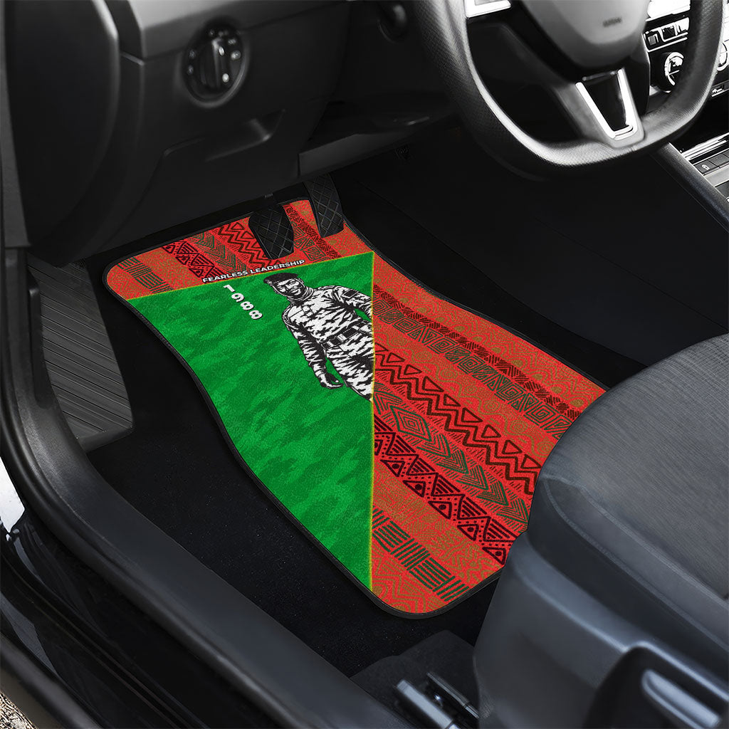 Ibrahim Traore Burkina Faso Fearless Leadership Car Mats West African Tribal Pattern And Patriotic Camo Art
